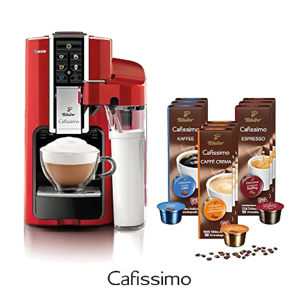 Кофе в капсулах и в подушечках Tchibo Saeco Cafissimo Latte Kaffeemaschine inkl. 90 Kapseln, Rosso
